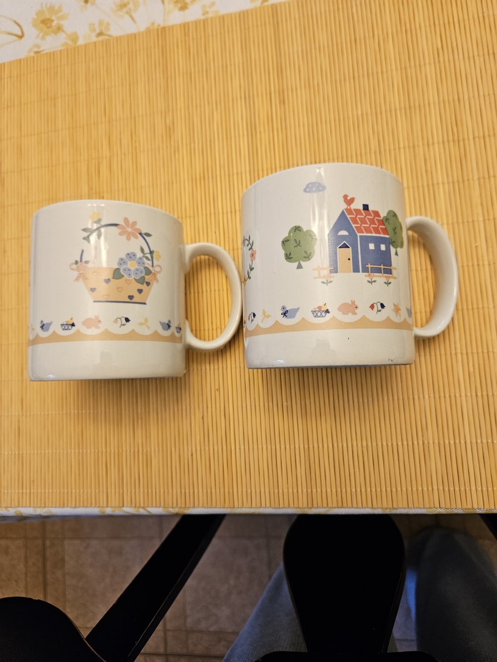 🌞Cute 80s Ceramic Farmhouse Cottagecore & Floral Mug Set - 2 Pack